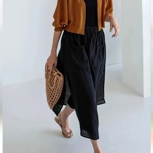 Black Wide-Leg Lightweight Skirt/Pants (L)